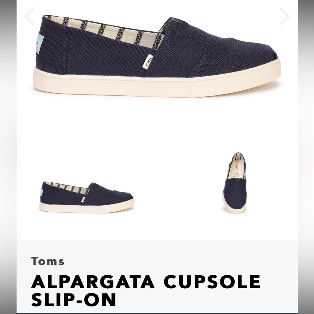 Toms Navy Blue Canvas Alpargata Cupsole Slip-On